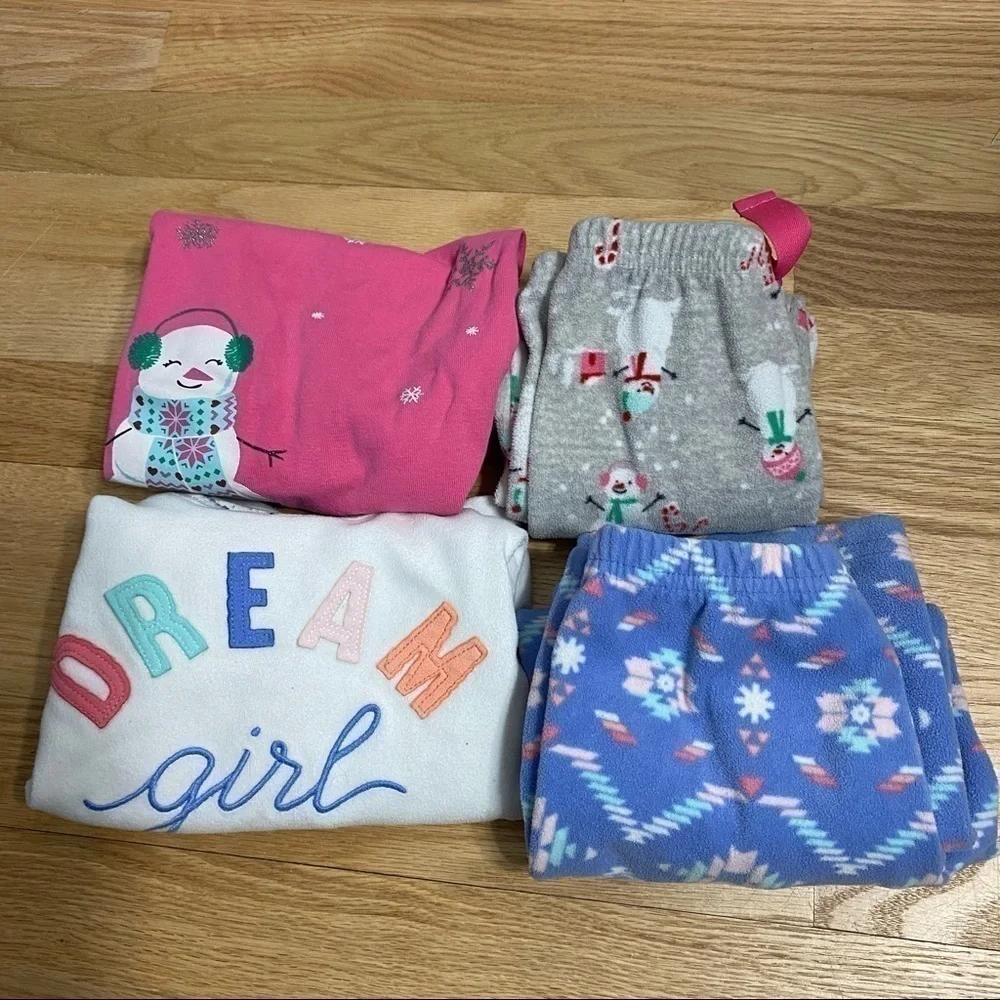 3T Fleece Pajama Set Bundle Carter’s Snow Man Dream Girl